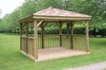 3.5m Premium Square Wooden Garden Gazebo with Cedar Roof – Including Base