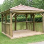 3.5m Premium Square Wooden Garden Gazebo with Cedar Roof – Including Base