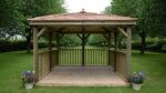 3.5m Premium Square Wooden Garden Gazebo with Cedar Roof – Including Base - Image 2