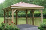 3.5m Premium Square Wooden Garden Gazebo with Cedar Roof – No Base