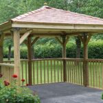 3.5m Premium Square Wooden Garden Gazebo with Cedar Roof – No Base