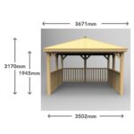 3.5m Premium Square Wooden Garden Gazebo with Cedar Roof – No Base - Image 4