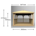 3.5m Premium Square Wooden Garden Gazebo with Timber Roof – Including Base - Image 4