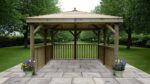 3.5m Premium Square Wooden Garden Gazebo with Timber Roof – No Base